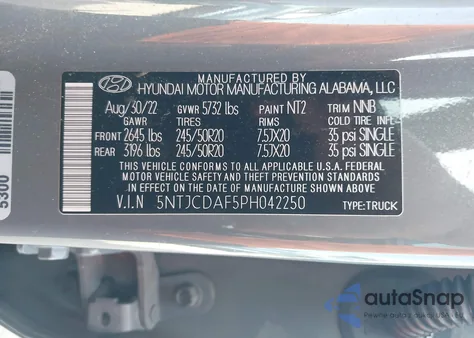 2023 Hyundai Santa Cruz Night из США, поврежденный, VIN 5NTJCDAF5PH042250